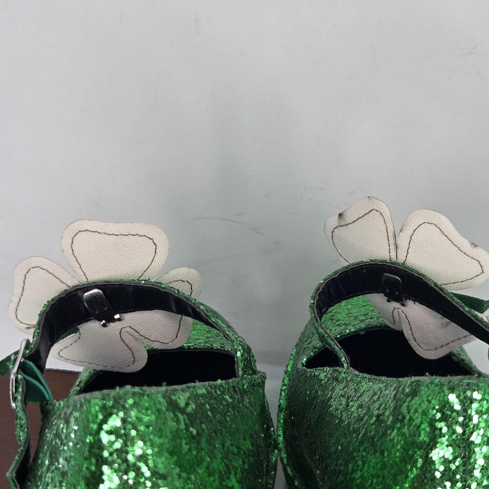 Shoes Womens Size 10 Green Glitter Platform Shamrock St Patricks Day Leprechaun - Picture 12 of 16